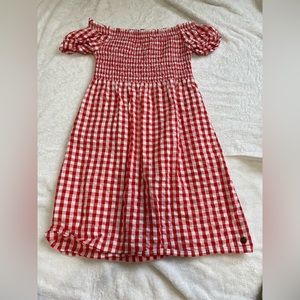 Red plaid kids dress